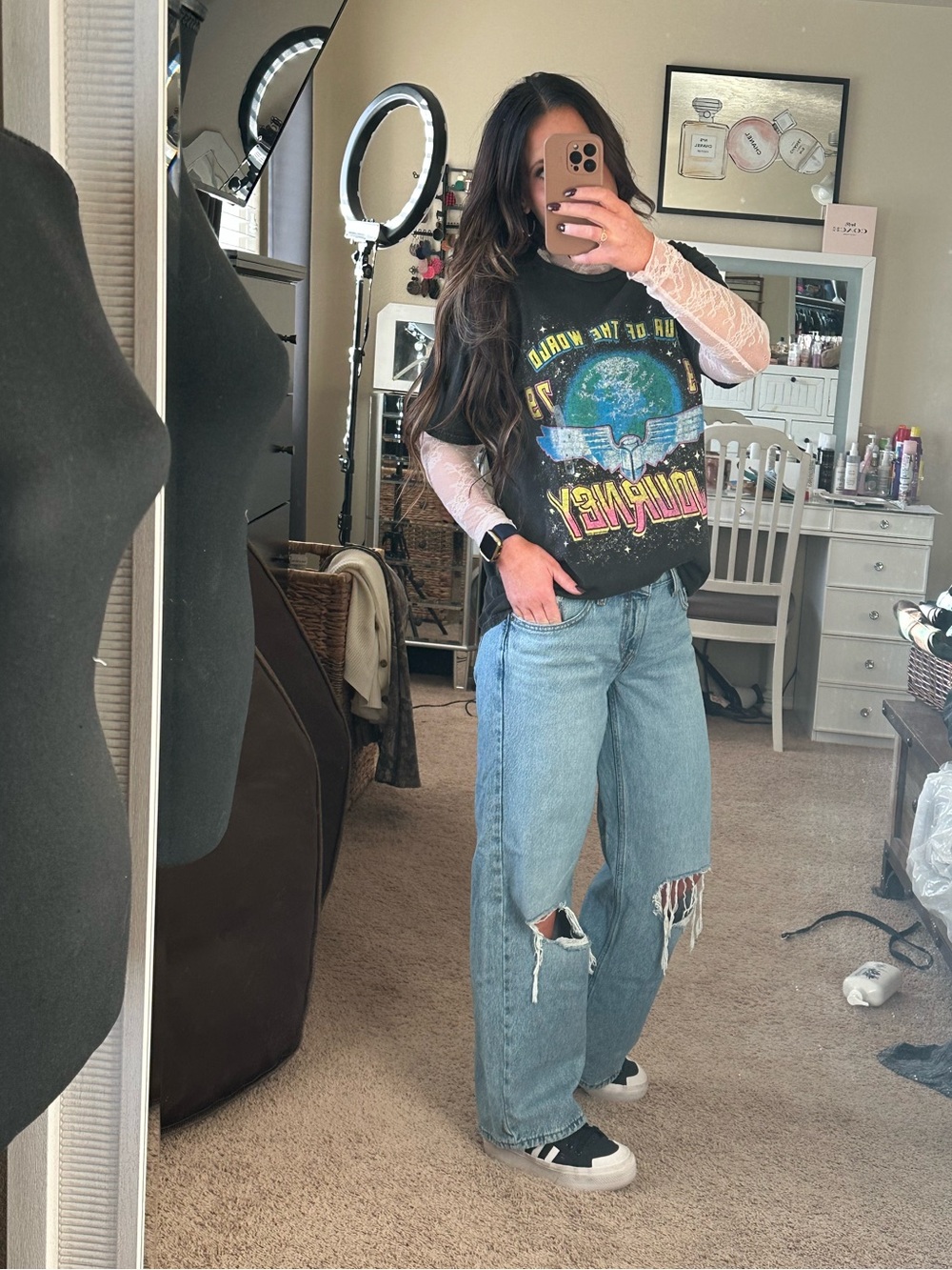 Levi's Light Blue Distressed Wide Leg Jeans